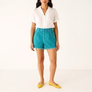 VINTAGE ROCKY MOUNTAIN High Rise Pleated Twill Short | 8 | Blue | Frayed Hem